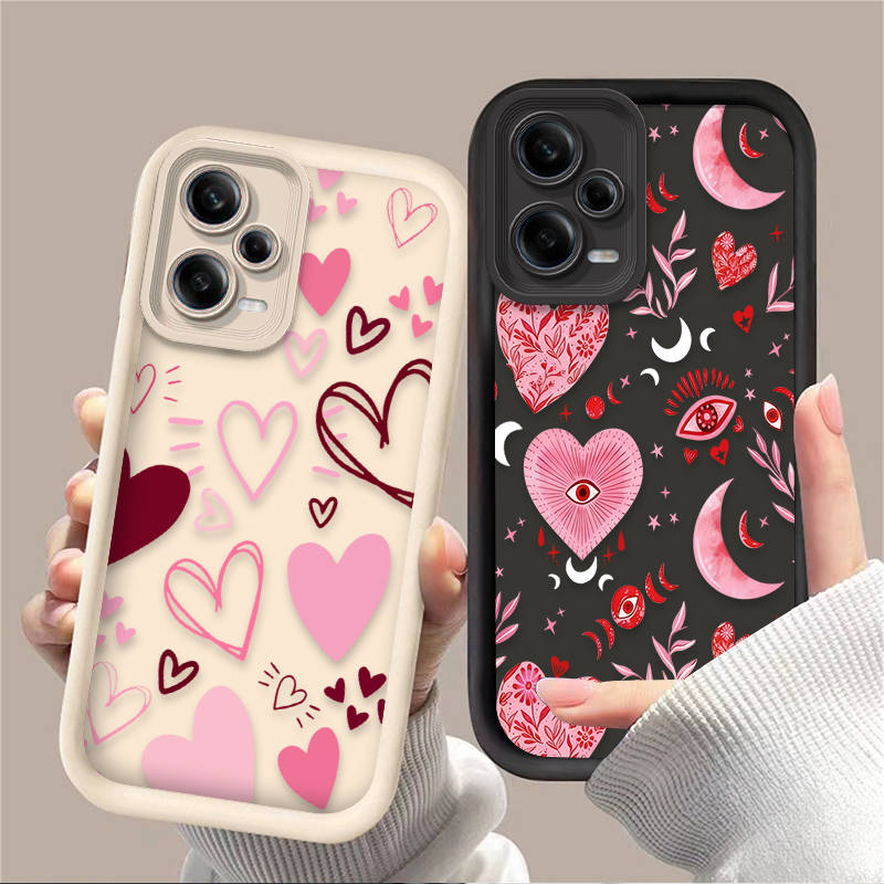 Phone Cases Silicone - Casing Ponsel Berbentuk Hati Merah Muda