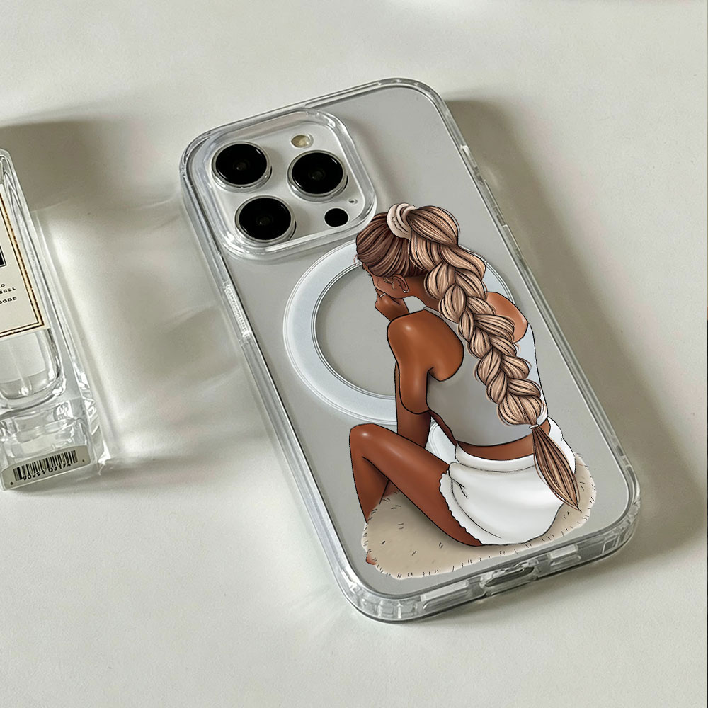 Clear Magsafe Case - Wanita Berkulit Gelap Bergaya Dengan Casing