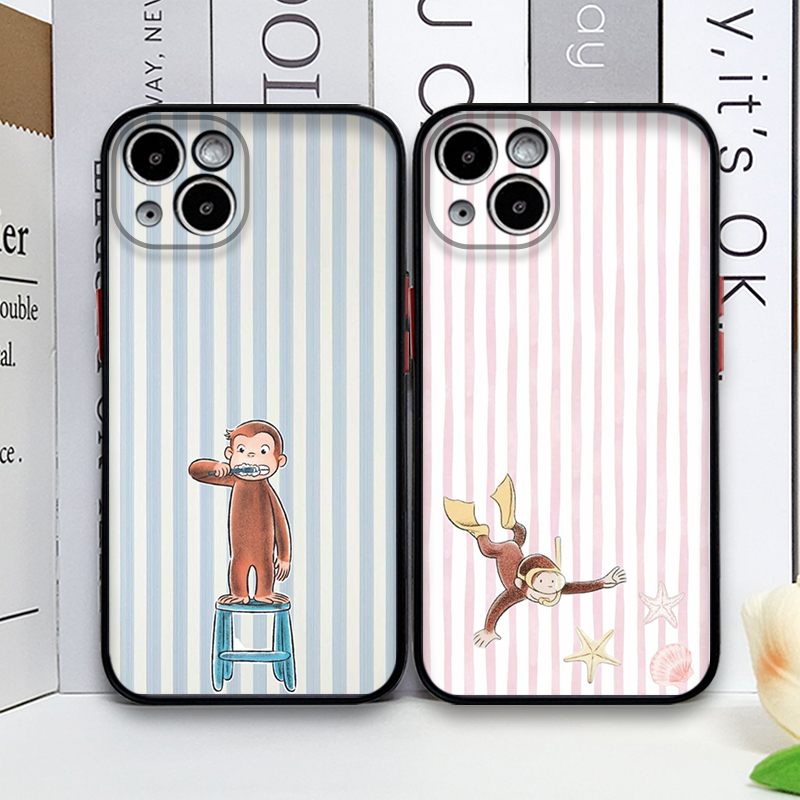 Phone Cases Silicone - Casing HP Motif Monyet Bergaris Kartun