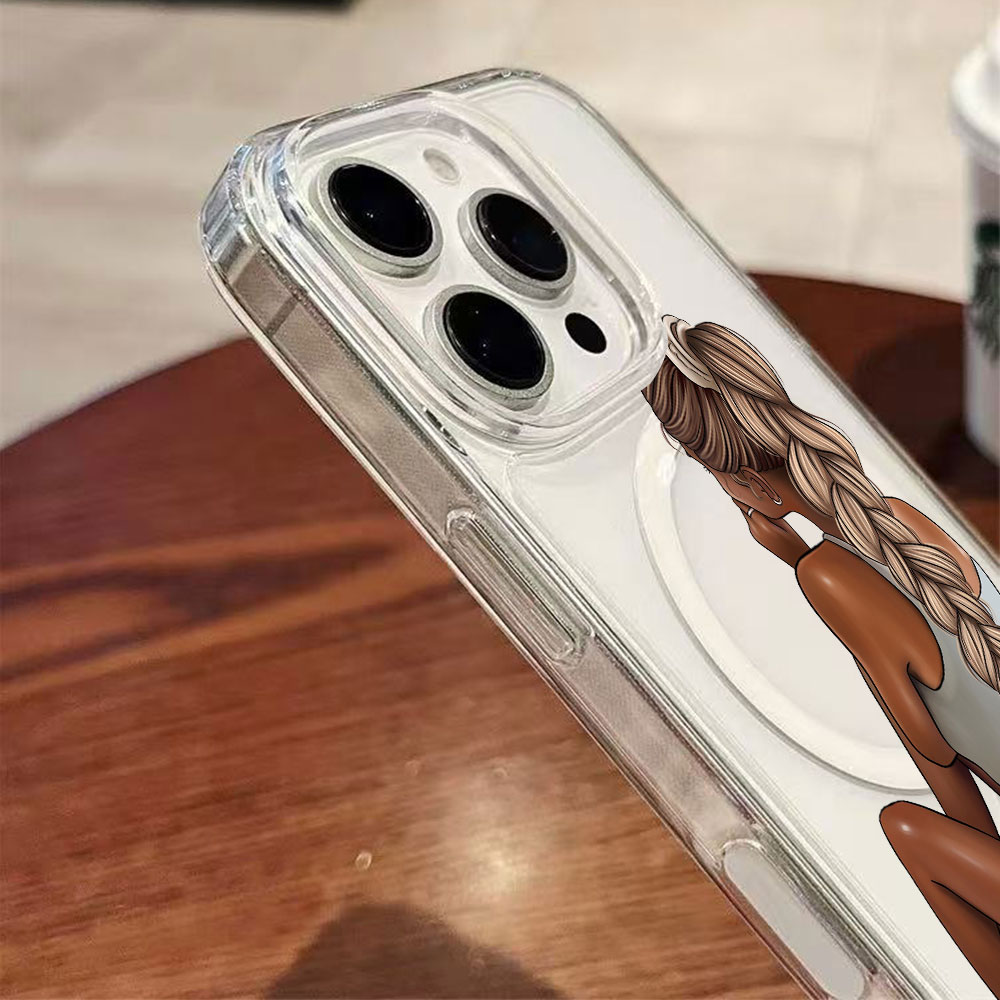 Wanita Berkulit Gelap Bergaya  - Clear Magsafe Case ulasan dan harga