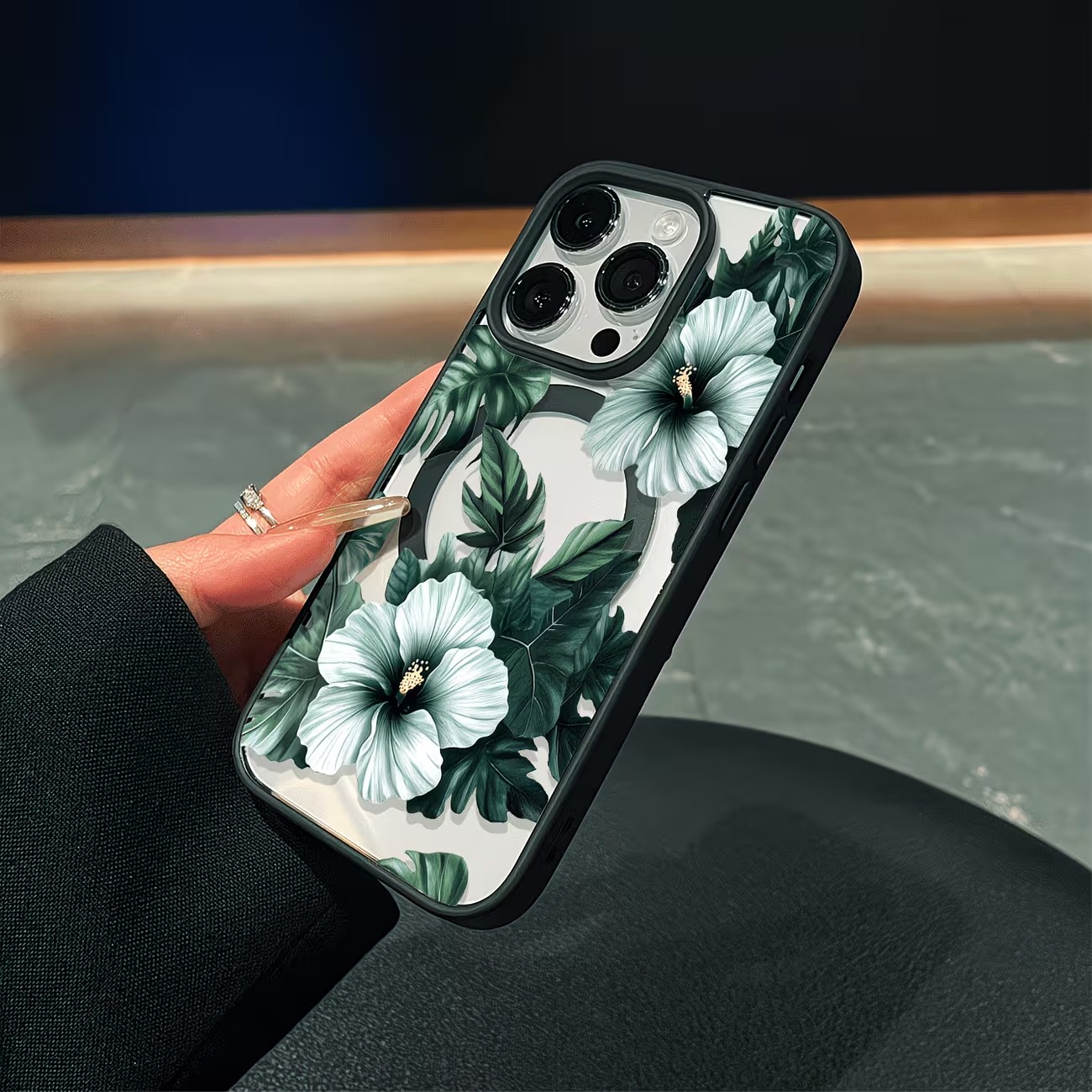 Casing Ponsel Motif Bunga Hija - Clear Magsafe Case ulasan dan harga