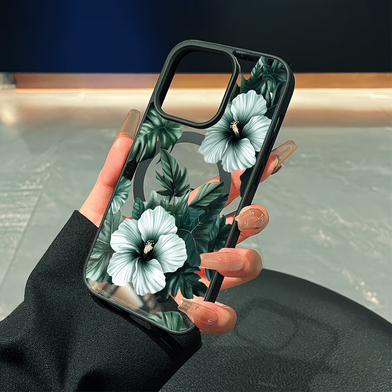 Casing Ponsel Motif Bunga Hija - Clear Magsafe Case ulasan dan harga