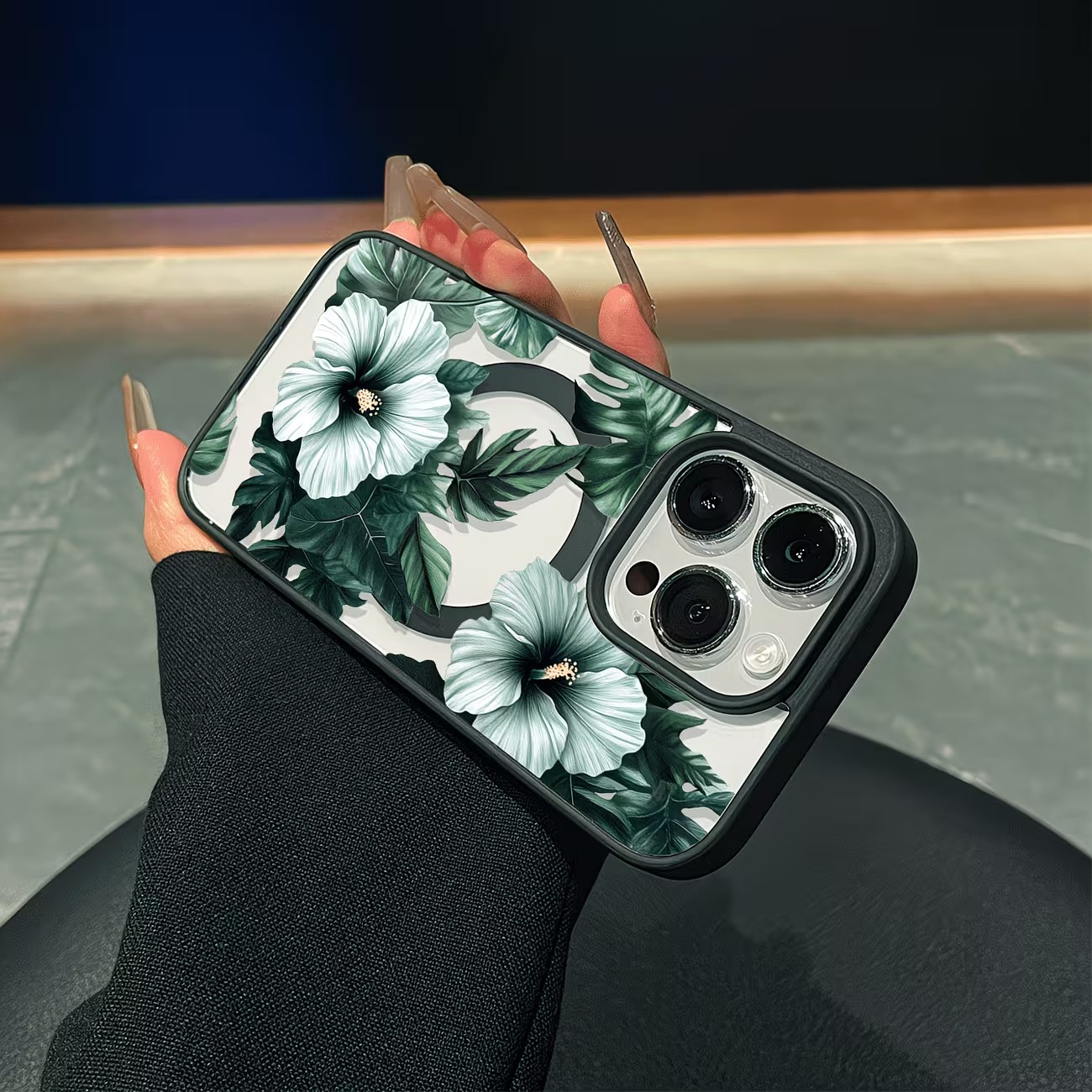 Casing Ponsel Motif Bunga Hija - Clear Magsafe Case ulasan dan harga